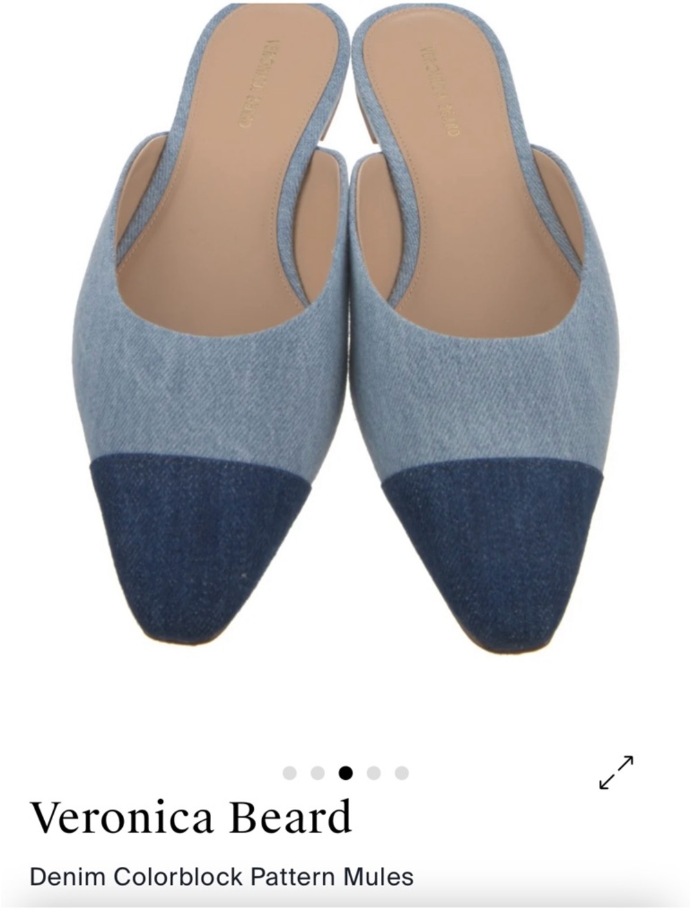 Veronica Beard Two-Tone Blue Denim Pointed Slip-On Mule